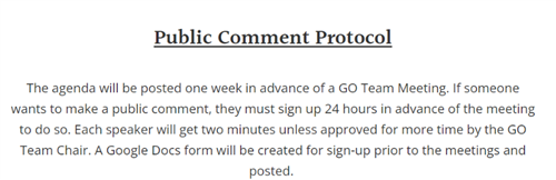Public Comment Protocol